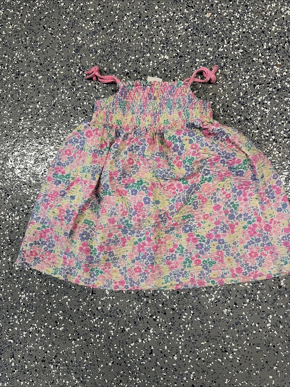 Zara Kids Floral Smocked Sundress Pink & Green Girls 6 Years